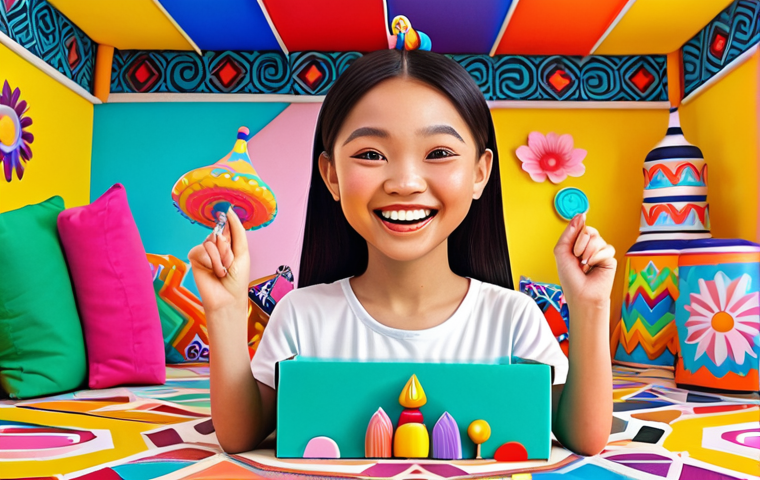 **Image Prompt:** "A cheerful, energetic cartoon girl named Jaja, radiating positivity and creativity, surrounded by vibrant colors and playful elements. Showcase her 'think outside the box' mentality, possibly with a whimsical invention or unique solution to a problem. Thai cultural elements subtly incorporated in the background."
